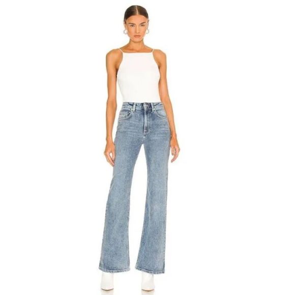 New Free People Wee The Free Thunderbird Flare Jeans Size 33 Blue - Picture 3 of 9